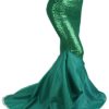 iiniim Women Sequins Mermaid Tail Trumpet Skirt Wedding Party Dancing Fancy Dress Costume Prom Gown (Medium, Green) steampunk buy now online