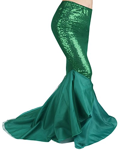 iiniim Women Sequins Mermaid Tail Trumpet Skirt Wedding Party Dancing Fancy Dress Costume Prom Gown (Medium, Green) steampunk buy now online