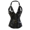 8105 Women's Waist Trainer Corset Steel Boned Steampunk Halter Gather Leather Shaper 3X-Large Black steampunk buy now online