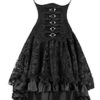 Kimring Women's 2 Pcs Steampunk Gothic Underbust Corset with Lace Dancing Skirt Set Black Medium steampunk buy now online