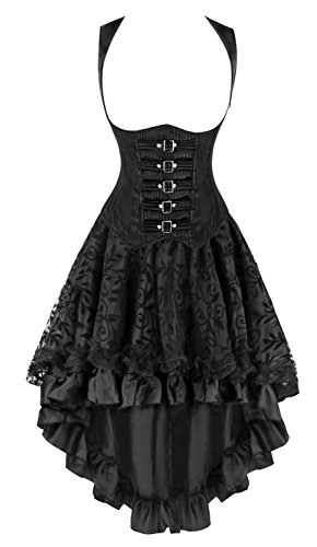 Kimring Women's 2 Pcs Steampunk Gothic Underbust Corset with Lace Dancing Skirt Set Black Medium steampunk buy now online
