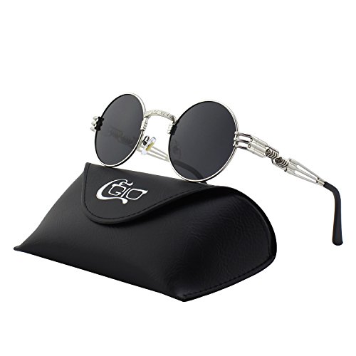 CGID E73 Retro Steampunk Style Inspired Round Metal Circle Polarized Sunglasses for Men steampunk buy now online