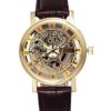 Men's Hollow Engraving Brown PU Leather Strap Steampunk Wrist Watch-Gold steampunk buy now online