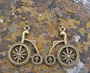 Penny Farthing Steampunk Earrings Bronze Colour on Hooks 3cm drop steampunk buy now online