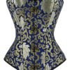 Charmian Women's Steampunk Vintage Spiral Steel Boned Embroided Pattern Boby Shaper Overbust Corset Top Gold/Blue XX-Large steampunk buy now online