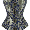 Charmian Women's Steampunk Vintage Spiral Steel Boned Embroided Pattern Boby Shaper Overbust Corset Top Gold/Blue XX-Large steampunk buy now online