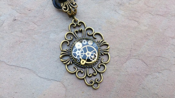 bronze resin watch cog pendent by TimeTideArtWear steampunk buy now online