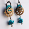 Alternating Shapes • Big Brass Gears & Turquoise Chunks • Clock and Watch Gear Steampunk Earrings with Raw Rough Gemstone Crystals by IndustrialCrystals steampunk buy now online