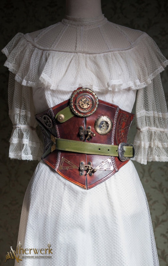 Leather corset - Underbust corset size 34/36 o.a. - personalized - made to order by lederatelierberlin steampunk buy now online