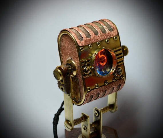 Steampunk pocket (and + desktop) watch "Michael J." , with two vacuum Nixie lamps. by MagenKening steampunk buy now online