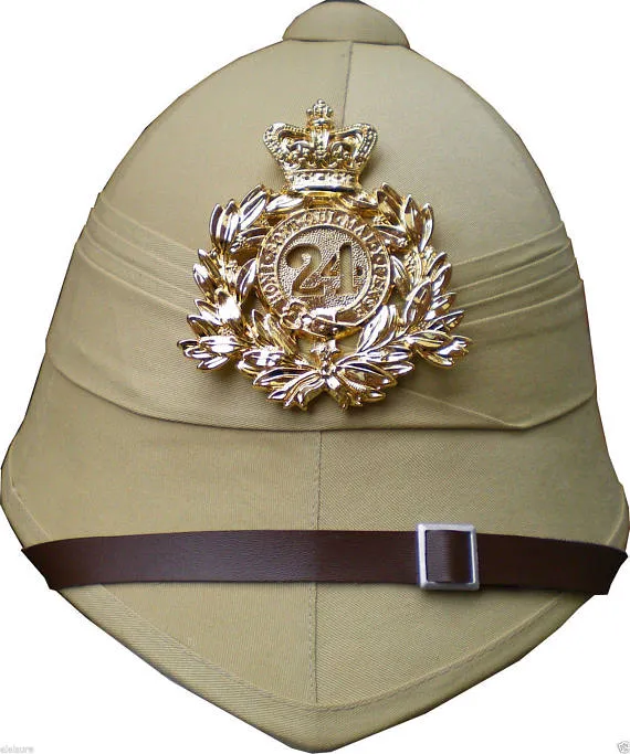24th Regiment Pith Helmet with Badge Plate British Boer Zulu War Khaki Sand Historical Reenactment Victorian Steampunk Hat by ELeisureStore steampunk buy now online