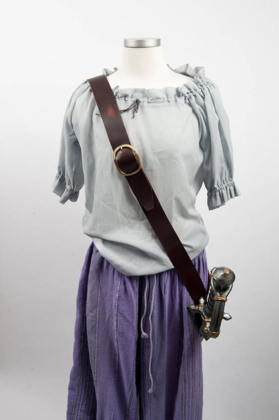 Economy brown leather baldric pirate musketeer larp ren faire bandoleer scabbard sca game of thrones Black Sails cosplay Warcraft privateer by BarbwireandRoses steampunk buy now online