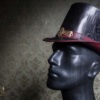 Ornate Leather TopHat black, Size 55-56,5cm, Single Piece by lederatelierberlin steampunk buy now online