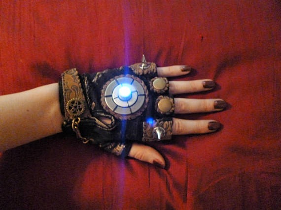 Men's "Warcraft" LED Steampunk Glove- Moonhoar, Comic Con, Apocalypse, Mad Max, Burning Man, Thunderdome, Sci Fi, Guardians Galaxy by Moonhoar steampunk buy now online
