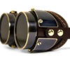 STEAMPUNK GOGGLES dark brown leather blackened brass QUAD by MannAndCo steampunk buy now online