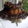 Gothic Steampunk Dragonfly Cog Victorian Style Wide Brown Black Ribbon Choker by GothicWeddingAngel steampunk buy now online Gothic Steampunk Dragonfly Cog Victorian Style Wide Brown Black Ribbon Choker by GothicWeddingAngel steampunk buy now online