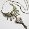 Steampunk Winged Moon & Treasure Key Necklace, Steampunk Necklace, Steampunk Moon, Moon and Stars, Steampunk Key Necklace CPN25 by RavensSecretStash steampunk buy now online
