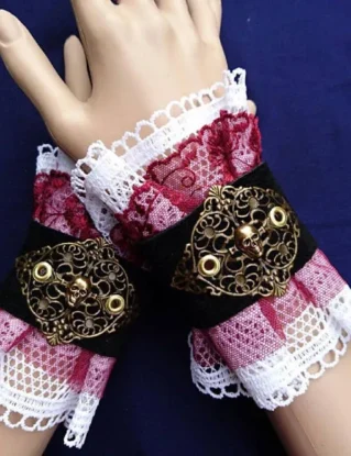 duchess victoria - unique cuffs, Bracelets, Steampunk, Victorian, Costume, Embroidered, wedding, nugoth, lace, leather, tulle, larp, wgt by Lieblingshexe steampunk buy now online
