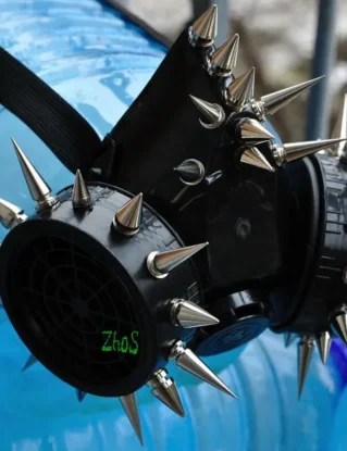 Black Cyber Mask Cyber Goth Respirator Gas Mask 35 Spikes Fetish Fetish Respirator Mask by olnat31sun steampunk buy now online