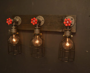 Reclaimed wood light - bathroom lighting - steel light - steampunk light - wood vanity light - restaurant light - farm light - wood light by UnionHillTradeCO steampunk buy now online