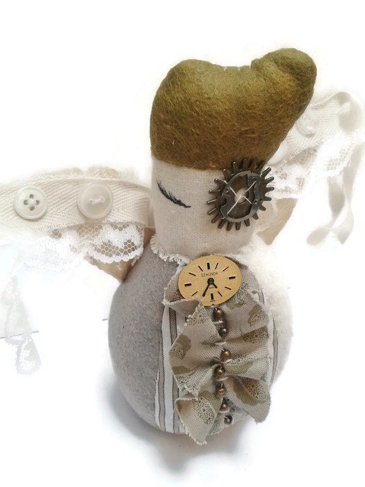The Guardian Angel - steampunk plush creature - decorative plush - steampunk angel - steampunk plush - christmas angel - upcycled - OOAK by KTsCreatureComforts steampunk buy now online