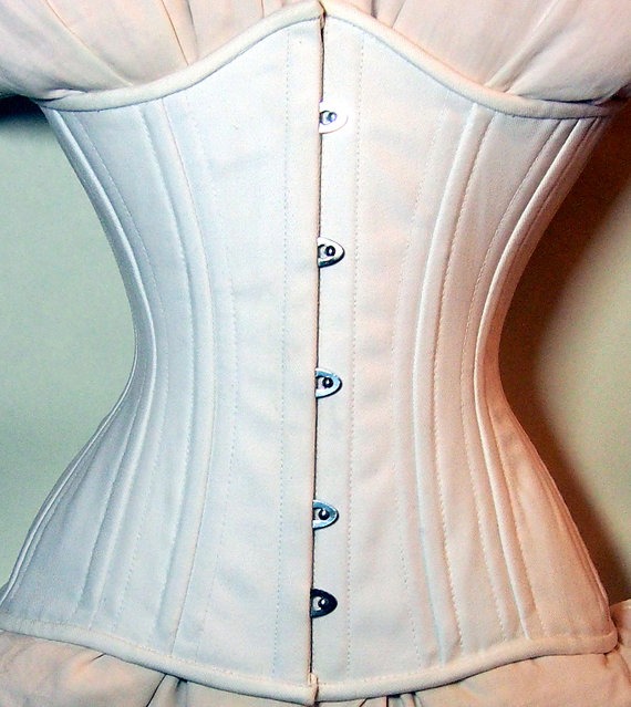 Real double row steel boned underbust corset from cotton. Waist training fitness edition by Corsettery steampunk buy now online