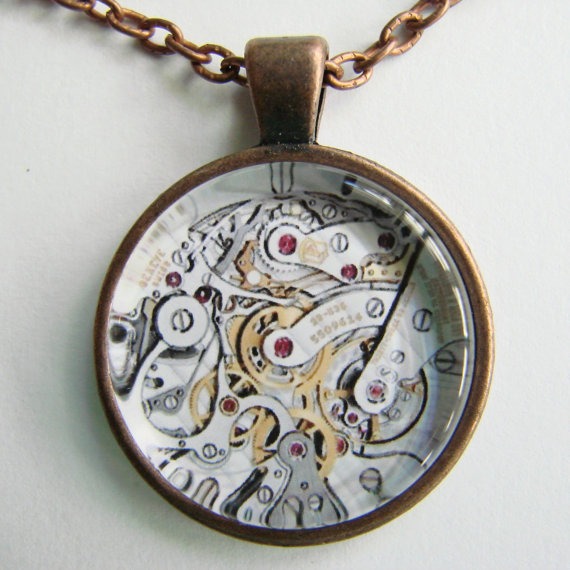 STEAMPUNK WATCH MECHANISM Necklace -- Timepiece necklace, Technology art, Gears, cogs and tiny wheels, Friendship token by HighwayGlass steampunk buy now online