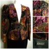 80s crushed VELVET embellished glam jacket puff sleeves brown maroon rust red black gold ROSES u.k. 12 - 14 M steampunk buy now online