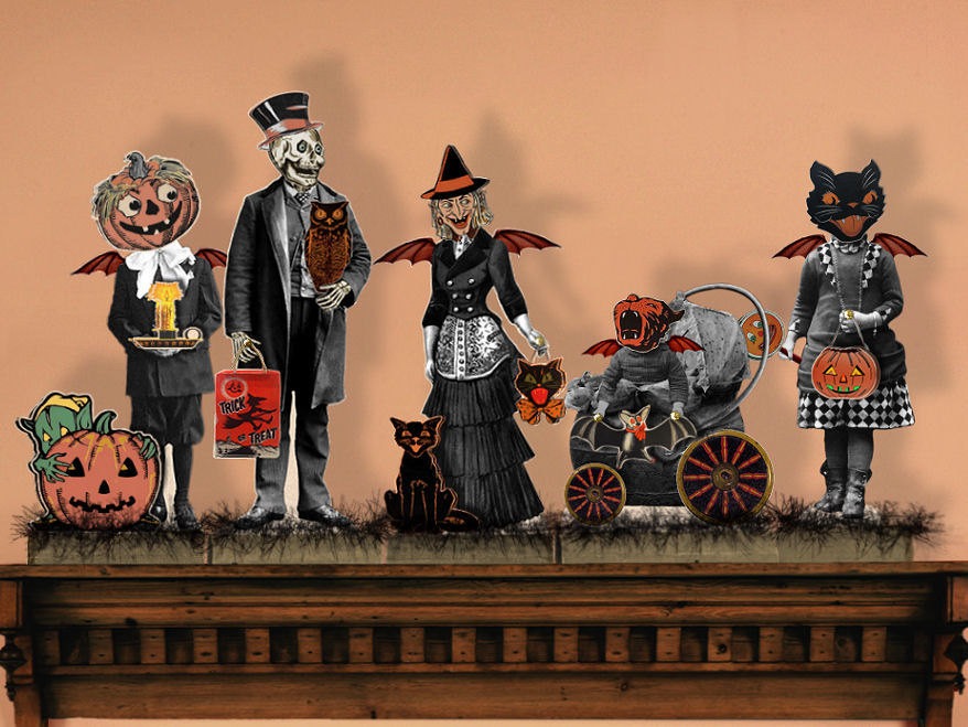 Halloween Boogie Family Paper Doll Printable Victorian Goolies Puppet Printable Halloween Paper Doll Digital Collage Sheet Instant Download steampunk buy now online