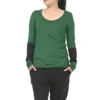 Long sleeve T-Shirt Top Woman designed by 3Elfen, casual loose fitted Ladies Tee with Cuff Style / S - XXL / Gothic Steampunk Clothing - dark green black 4XL steampunk buy now online