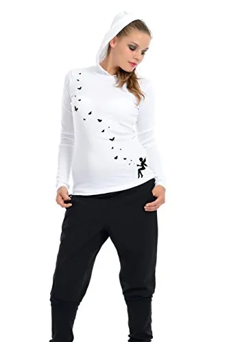 Butterfly Top / Hoodie T-Shirt Woman Long Sleeve printed Fairy by 3Elfen, Girls Longsleeve Hoodie - Goth Clothing - white black XL steampunk buy now online Butterfly Top / Hoodie T-Shirt Woman Long Sleeve printed Fairy by 3Elfen, Girls Longsleeve Hoodie - Goth Clothing - white black XL steampunk buy now online