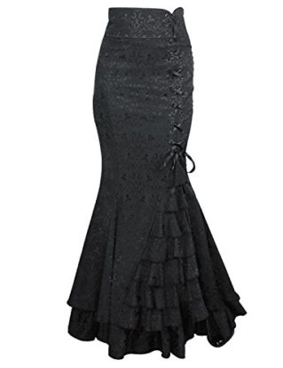 Burvogue Women's Retro Dancing Gypsy Long Skirt Vintage Dress (X-Large, black) steampunk buy now online