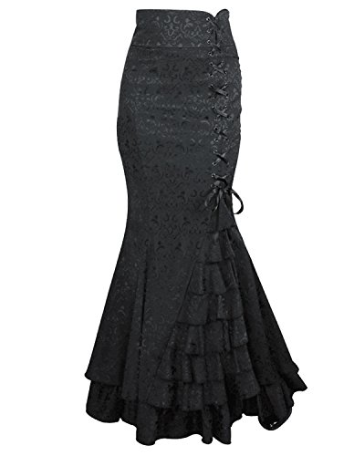 Burvogue Women's Retro Dancing Gypsy Long Skirt Vintage Dress (X-Large, black) steampunk buy now online
