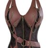 Charmian Women's 14 Spiral Steel Boned Steampunk Retro Halter Leather Bustier Corset Plus Size Heavy-Strong-Steel-Halter-Brown XXX-Large steampunk buy now online