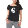 Off the Shoulder T-Shirt Woman black / loose fitted Girls Top printed YinYang Fairy designed by 3Elfen, Steampunk Clothing / XXL steampunk buy now online Off the Shoulder T-Shirt Woman black / loose fitted Girls Top printed YinYang Fairy designed by 3Elfen, Steampunk Clothing / XXL steampunk buy now online
