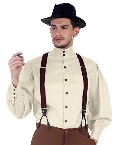 ThePirateDressing Steampunk Victorian Gothic Punk Vampire Seigneur Gentlemen Shirt Costume C1292 [Off White] [Medium] steampunk buy now online