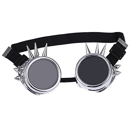 TOOGOO(R) Vintage Steampunk Goggles Safety Glasses Rivet Steampunk Design Gothic Cosplay Lenses Glasses Silver steampunk buy now online
