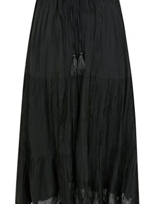 Yoursclothing Plus Size Womens Tiered Crinkle Maxi Skirt, Plus Size 16 To 36 Size 22 Black steampunk buy now online