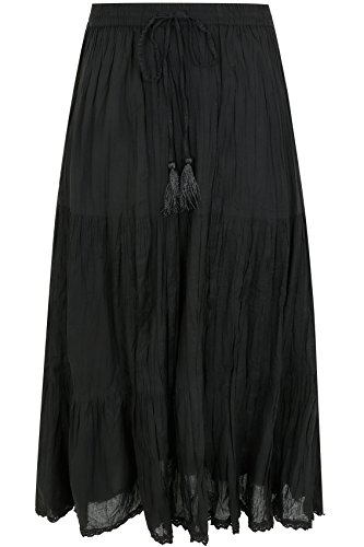 Yoursclothing Plus Size Womens Tiered Crinkle Maxi Skirt, Plus Size 16 To 36 Size 22 Black steampunk buy now online