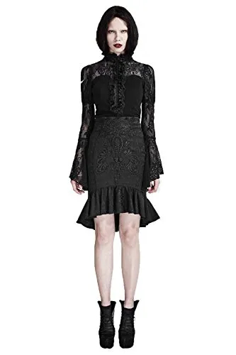 Women's Gothic Vintage Palace Fishtail Skirt?Punk Hip Wrapped Skirt Black Knee-length Skirt,S steampunk buy now online