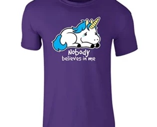 Unisex Mens Sad Unicorn nobody Belives In Me Steam Punk T Shirt UK Size S-XXL (XX-Large) Purple steampunk buy now online
