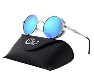 CGID E71 Retro Steampunk Style Inspired Round Metal Circle Polarized Sunglasses for Men steampunk buy now online