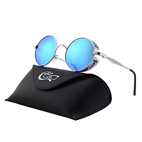 CGID E71 Retro Steampunk Style Inspired Round Metal Circle Polarized Sunglasses for Men steampunk buy now online