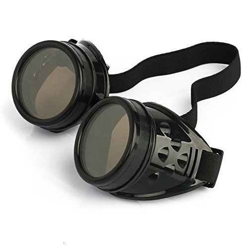 Cyber Goggles Steampunk Welding Goth Cosplay Vintage Goggles Rustic (Black Glasses) steampunk buy now online