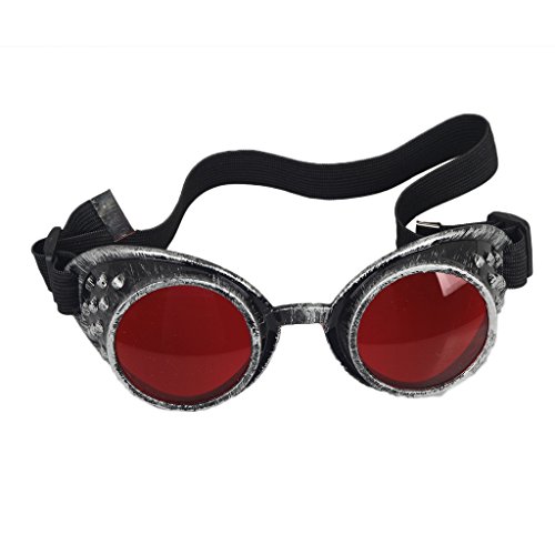 FLORATA Welding Goggles in Rustic Steampunk Style Suitable with Eyelets and Elastic Strap for Perfect Fit and Comfort Ideal for Cosplay and Fancy Dress Costumes steampunk buy now online