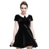 Devil Fashion Women's Steampunk Gothic Close Fitting Short Sleeve Dress Shirt Collar Skirt Black Mini Dress for Party,XS steampunk buy now online