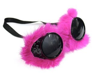 Unisex Steampunk Goggle Glasses - Fluffy Pink / Black steampunk buy now online
