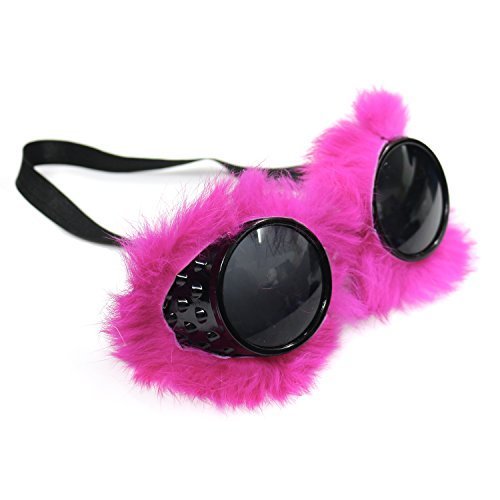Unisex Steampunk Goggle Glasses - Choose Colour / Style (Fluffy Pink / Black) steampunk buy now online