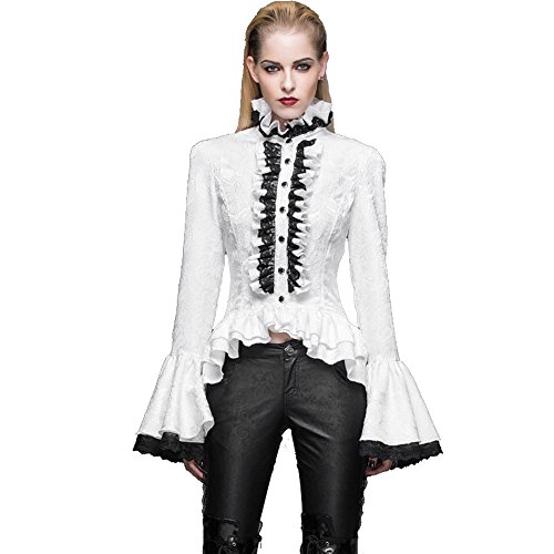 Devil Fashion Women's Gothic Steampunk Slim Fit Collar Shirt Lotus Leaf Sleeves Shirt Tops Blouse,S steampunk buy now online