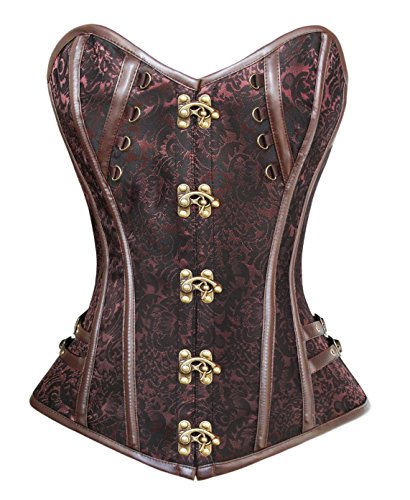 PULABO Women's Beauty Steel Boned Steampunk Burlesque Overbust Corset Body Shaper steampunk buy now online